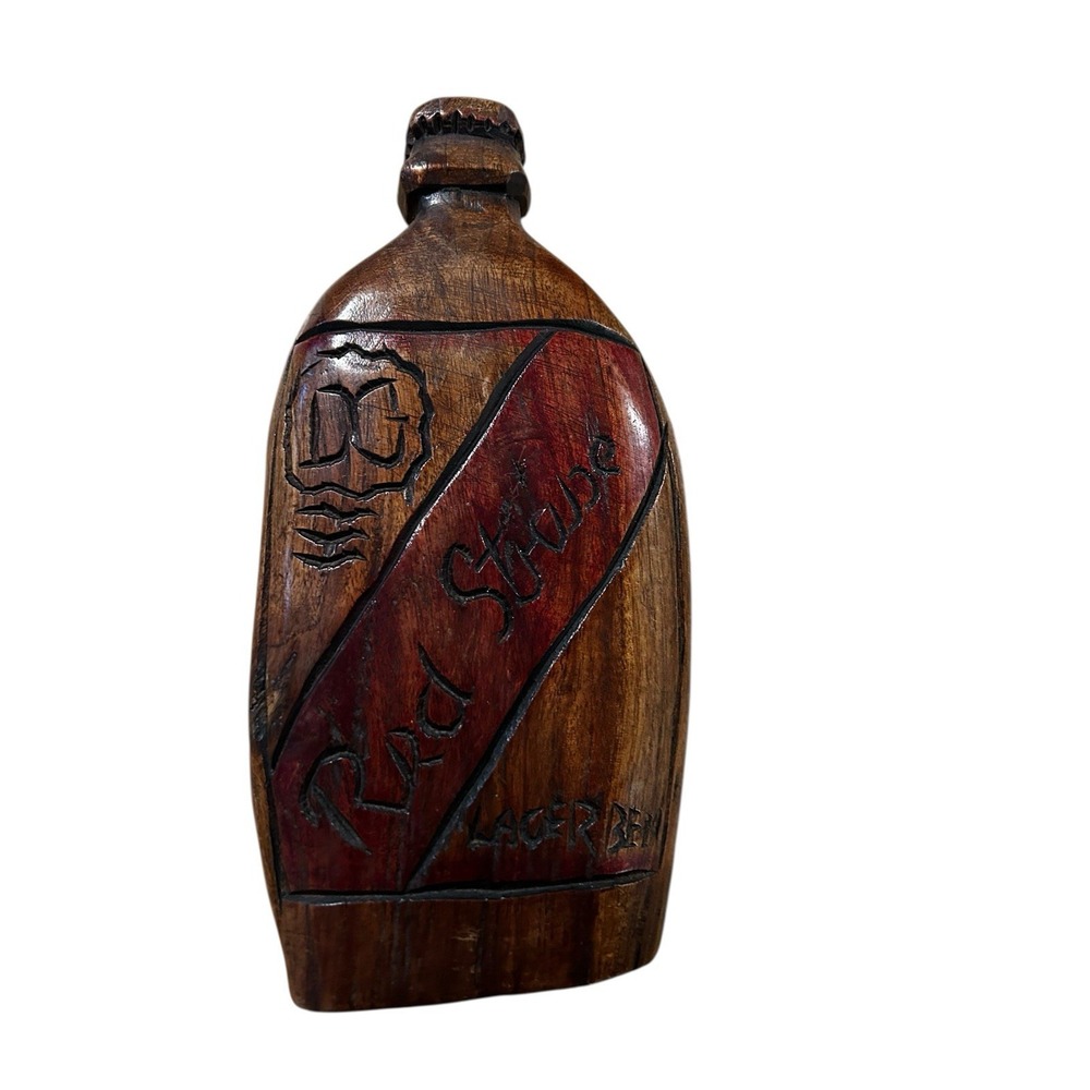 Wooden Handcarved Red Stripe Beer Wall Sign‎ Man Cave 11x5.5"